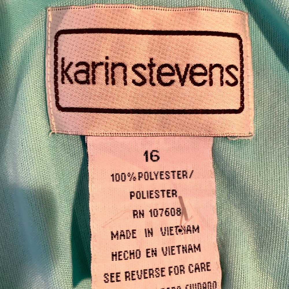 Karin Stevens vintage floral v neck dress, size 16 - Picture 4 of 4